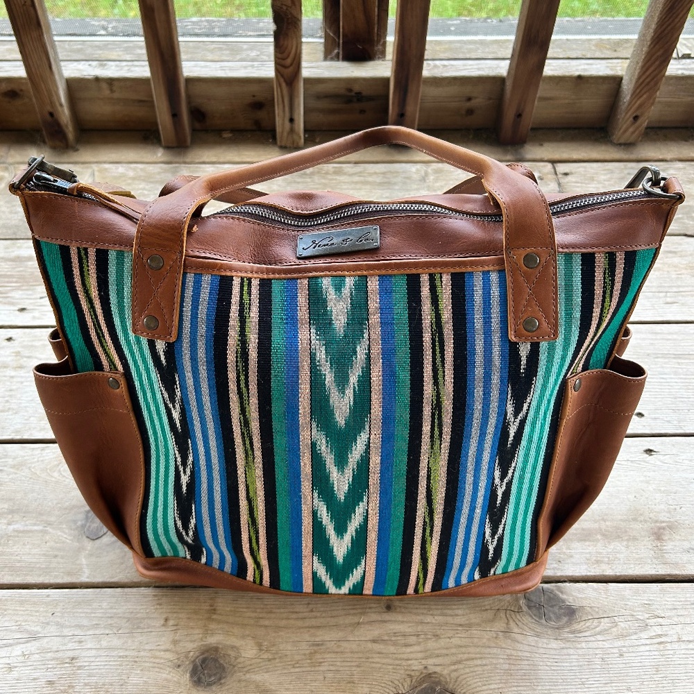 NWOT Nena & Co The Perfect Bag Full Mexico Collection in Tide Pool Cafe Leather